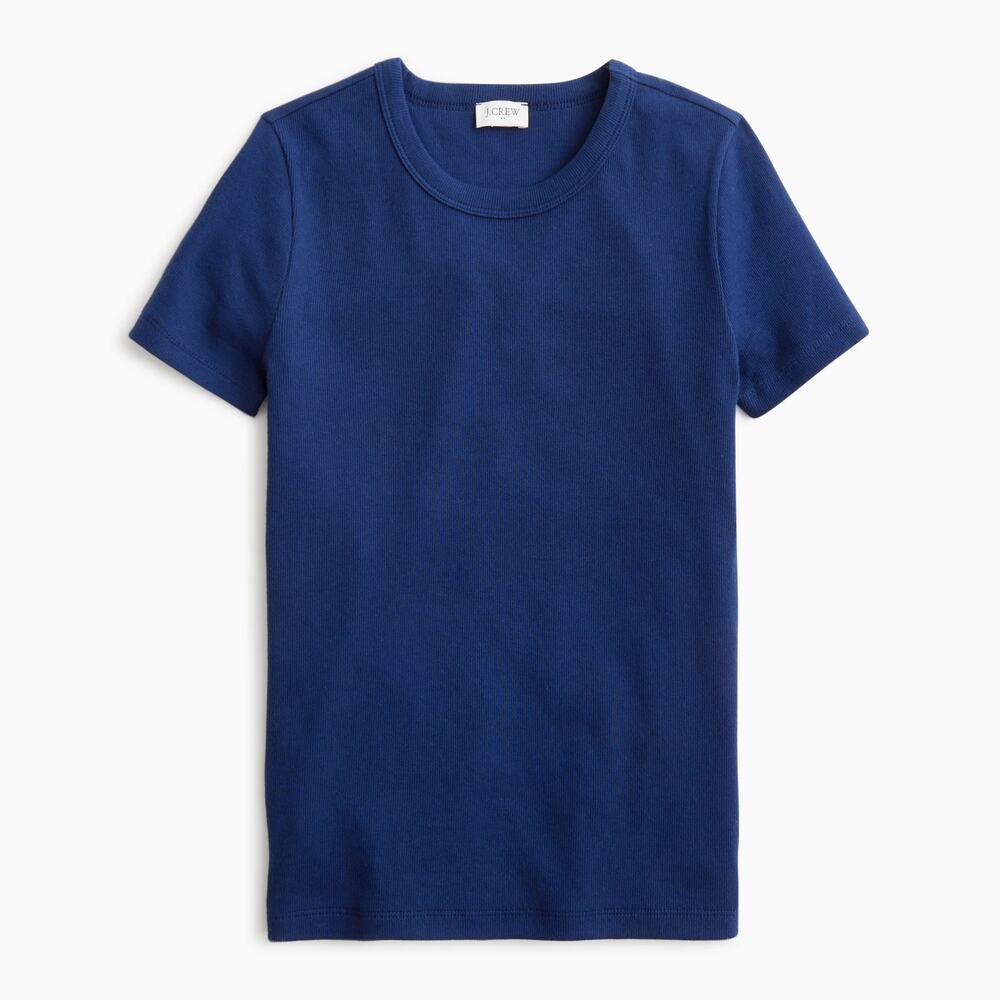 NWT J.Crew Factory Short-Sleeve Ribbed Crewneck Tee Antique Navy Blue Medium